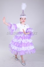 Казахский костюм для девочек с сиреневыми оборками