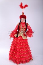 33574. Казахский классический костюм, красный, большой размер