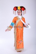 33589. Китайское традиционное платье в оранжевом