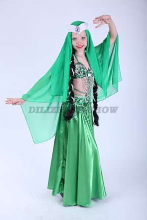 33282. Детский костюм для восточных танцев. Зеленый.