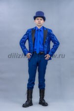 04885 Синий сценический костюм в стиле корейских поп групп